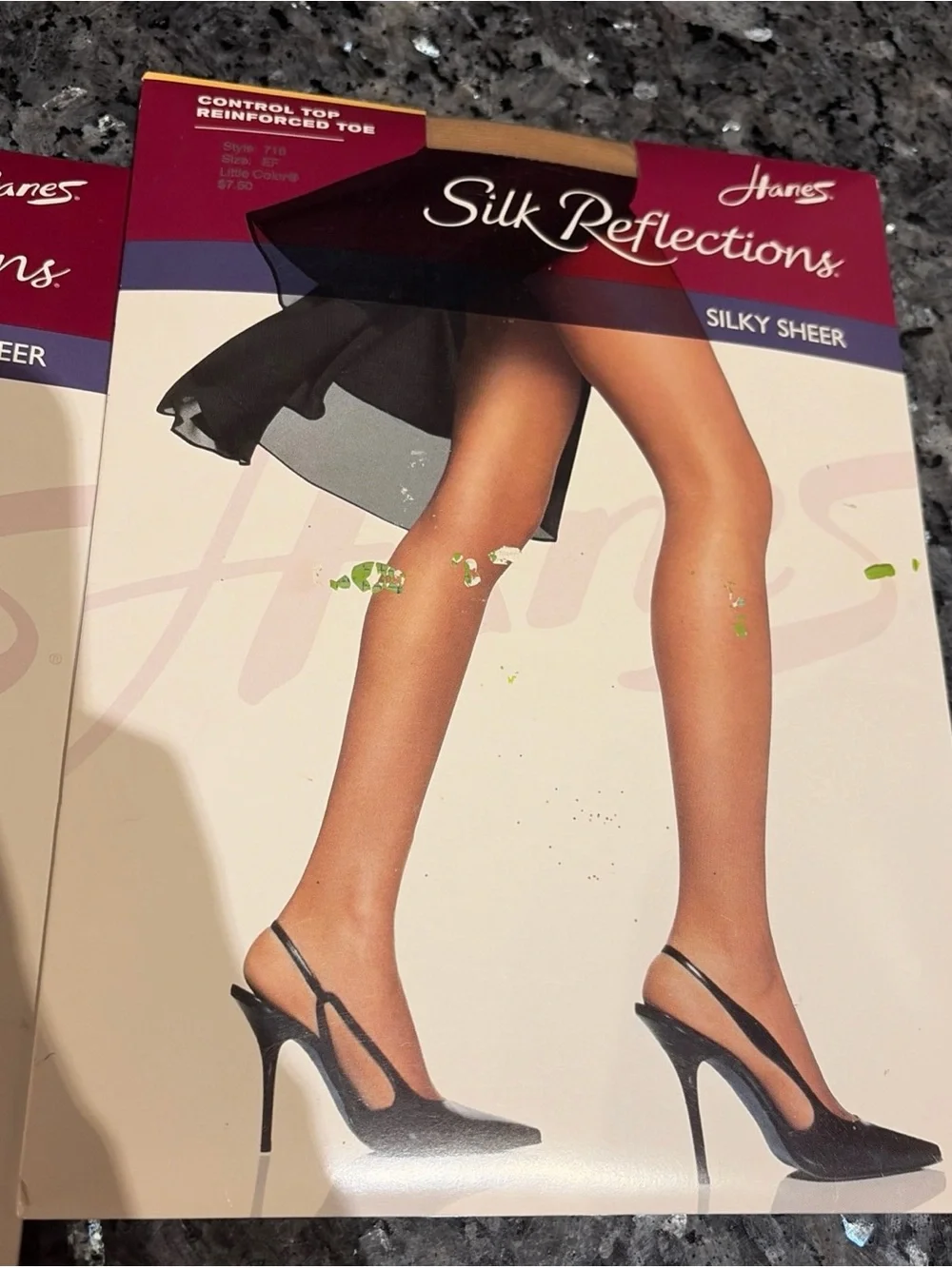 Vtg Hanes Silk Reflections Sheer Control Top Pantyhose EF BLACK Tan NOS lot of 5